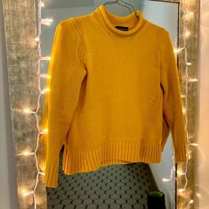 mustard JCrew mock neck sweater